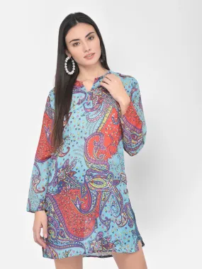 Blue printed cotton tunic