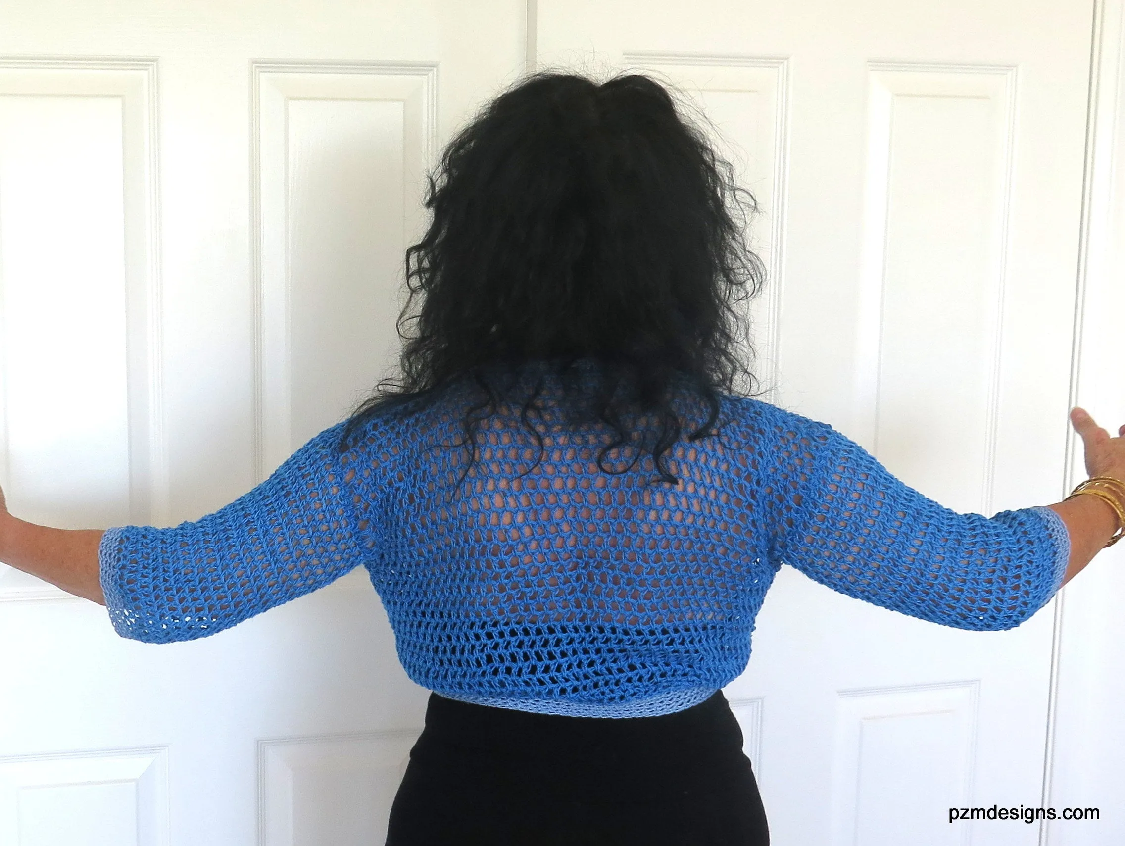 Blue Thread Crochet Two Toned Tie Front Shrug