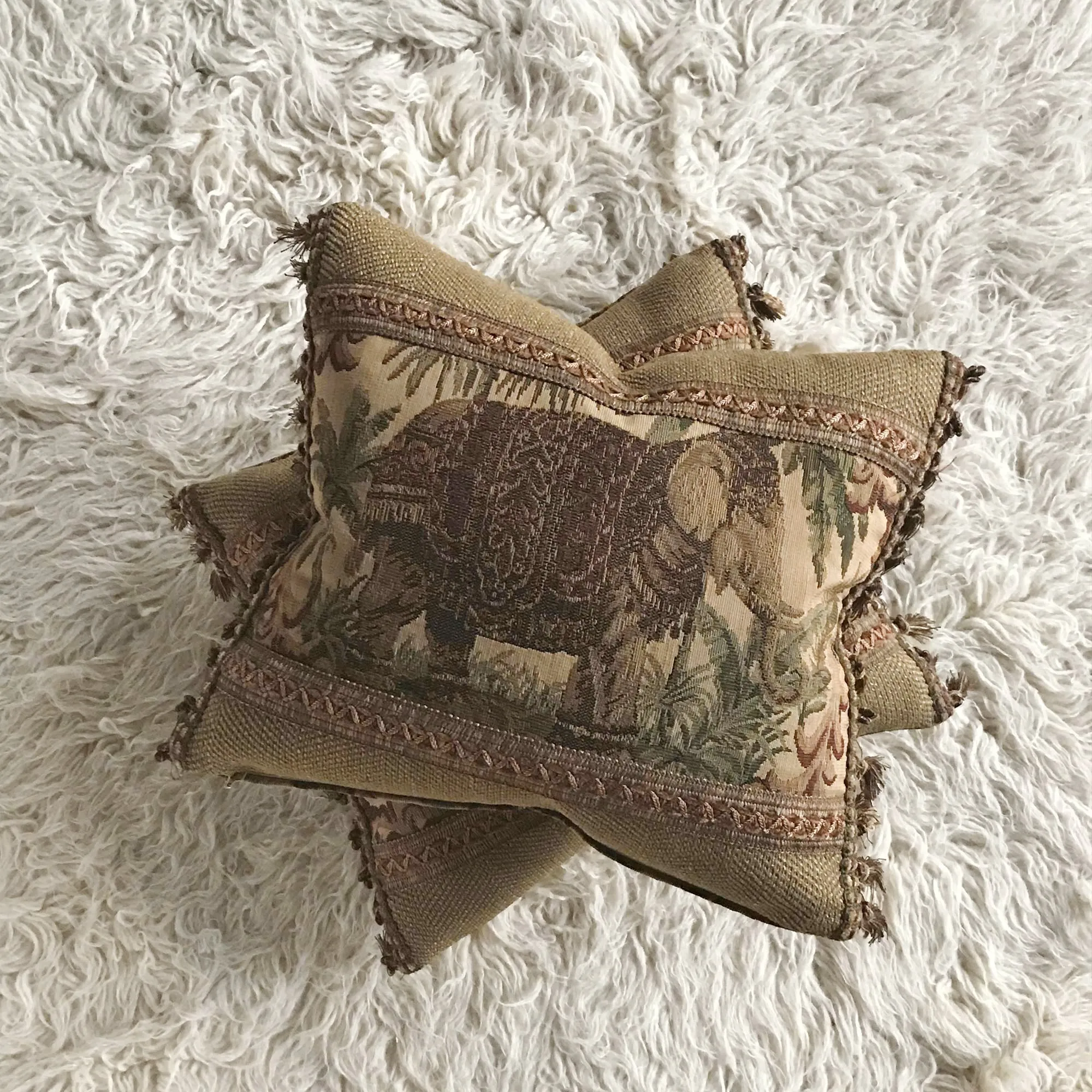 Boho Exotic Elephant Vintage Tapestry Lumbar Pillow Cover 14x16