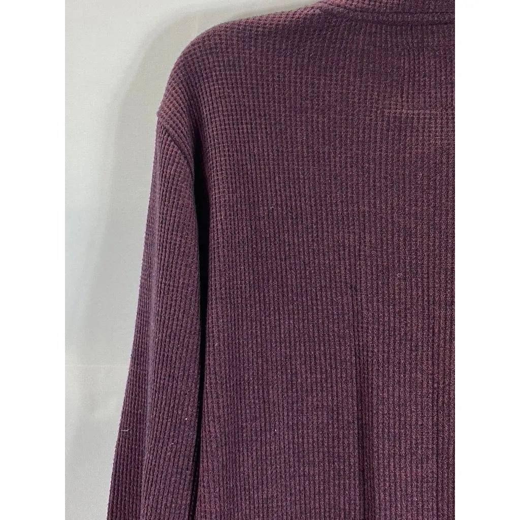 BONOBOS Men's Burgundy Slim-Fit Waffle Knit Long Sleeve Henley Shirt SZ L