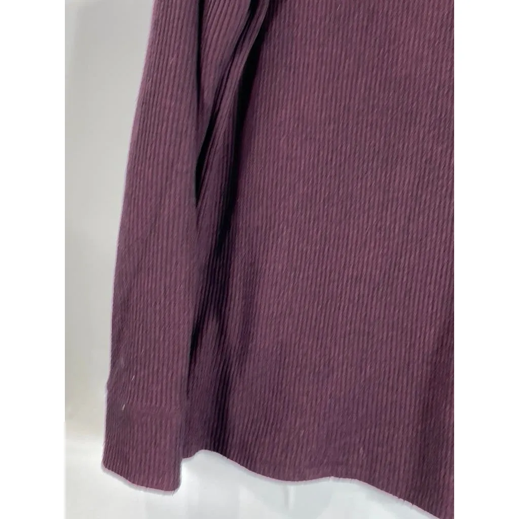 BONOBOS Men's Burgundy Slim-Fit Waffle Knit Long Sleeve Henley Shirt SZ L