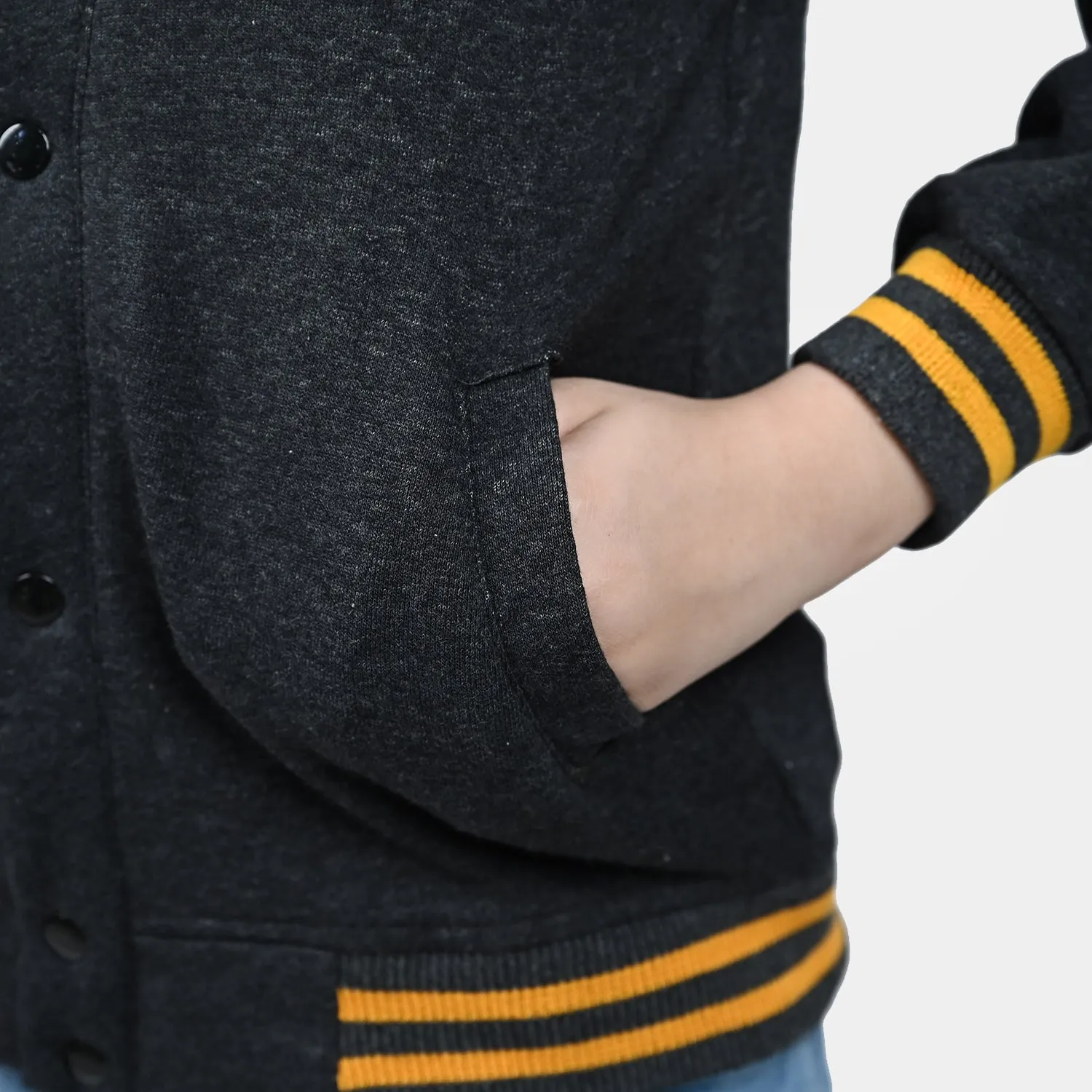 Boys Fleece Knitted Jacket Nice One 93-CHARCOAL