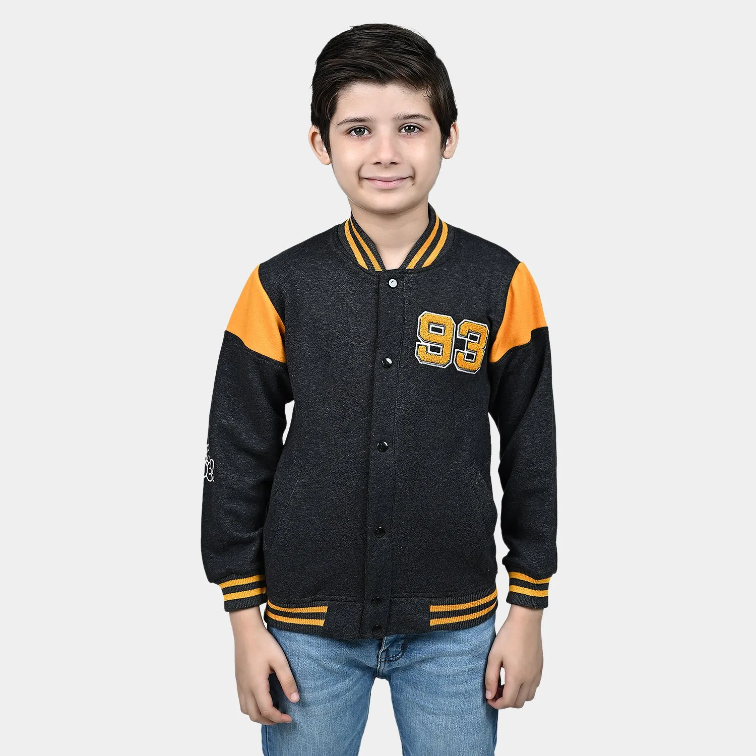 Boys Fleece Knitted Jacket Nice One 93-CHARCOAL