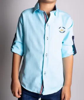 Boys Long Sleeve Aqua Shirt