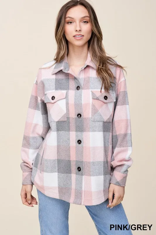 Button Up Plaid Shacket