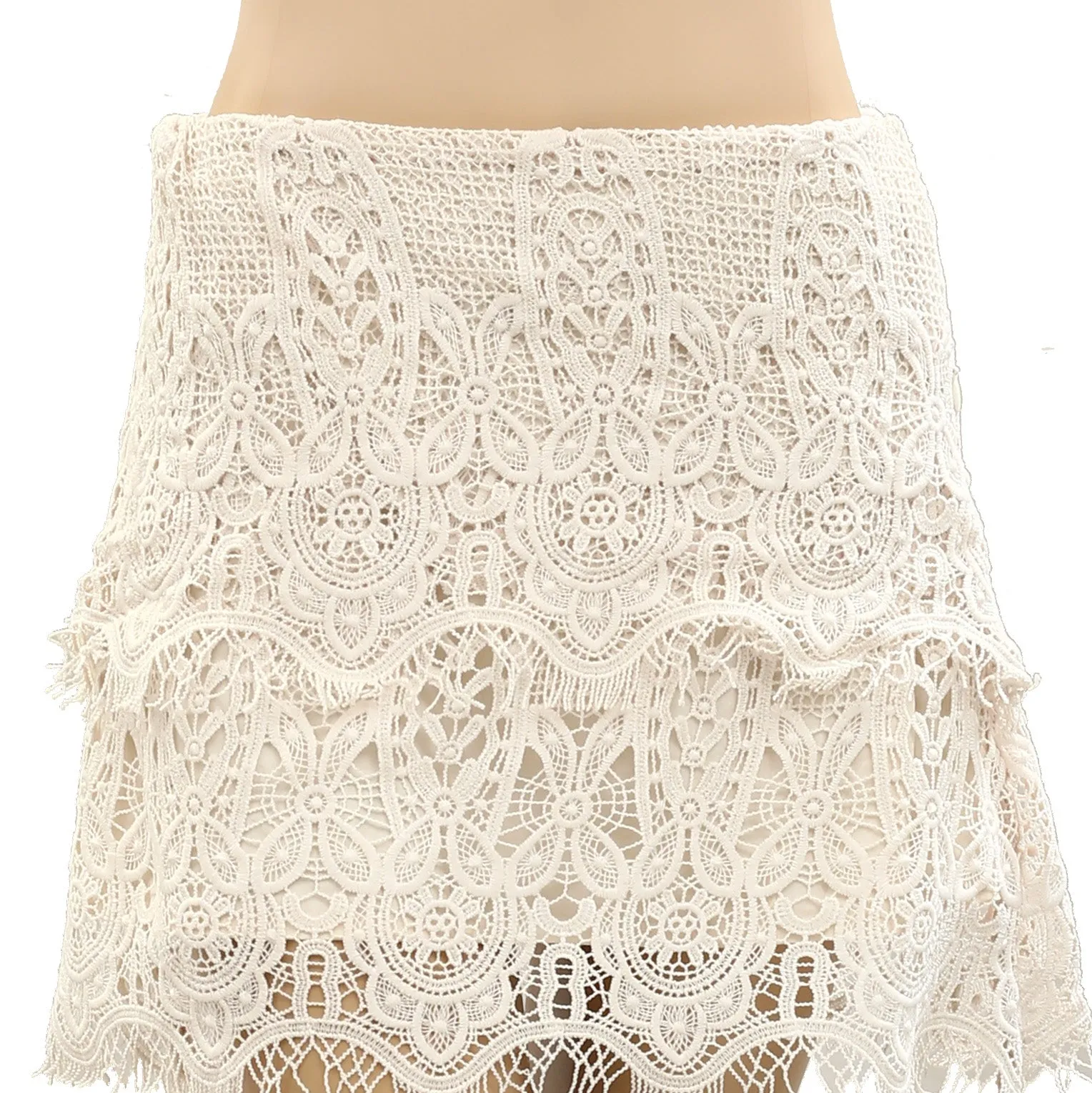 By Anthropologie Layered Lace Mini Skirt