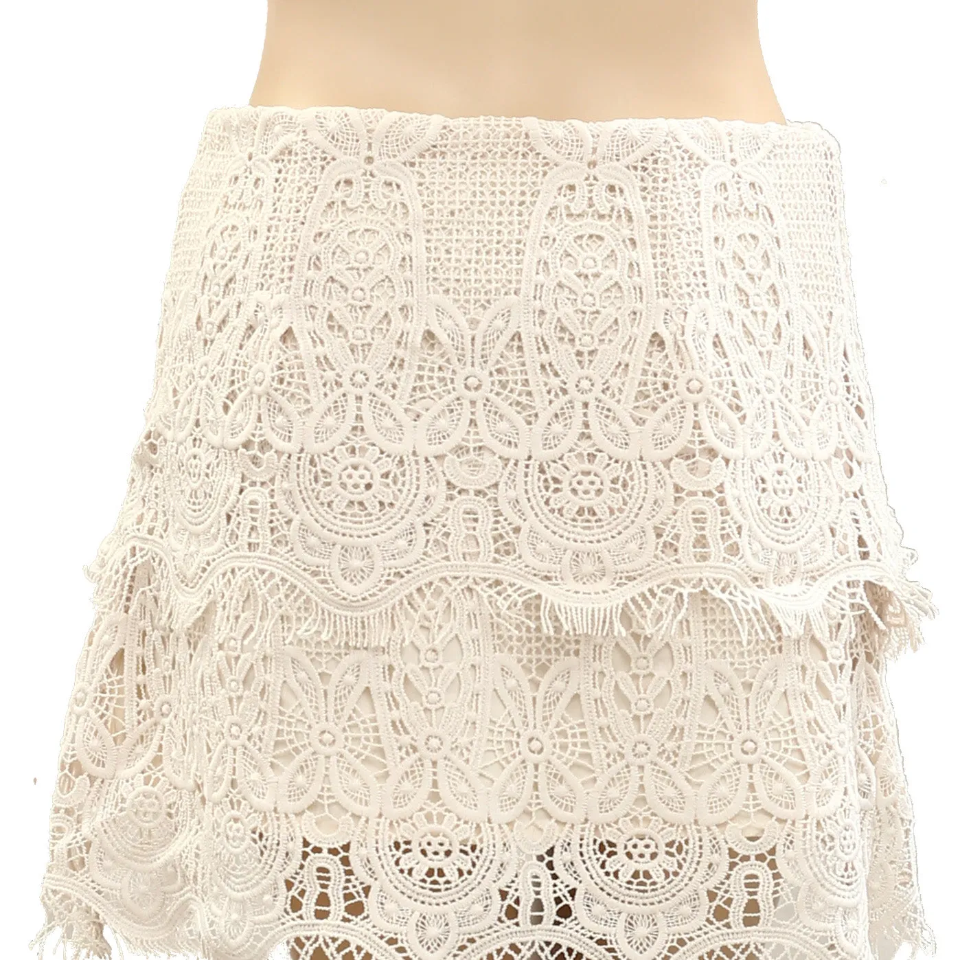 By Anthropologie Layered Lace Mini Skirt