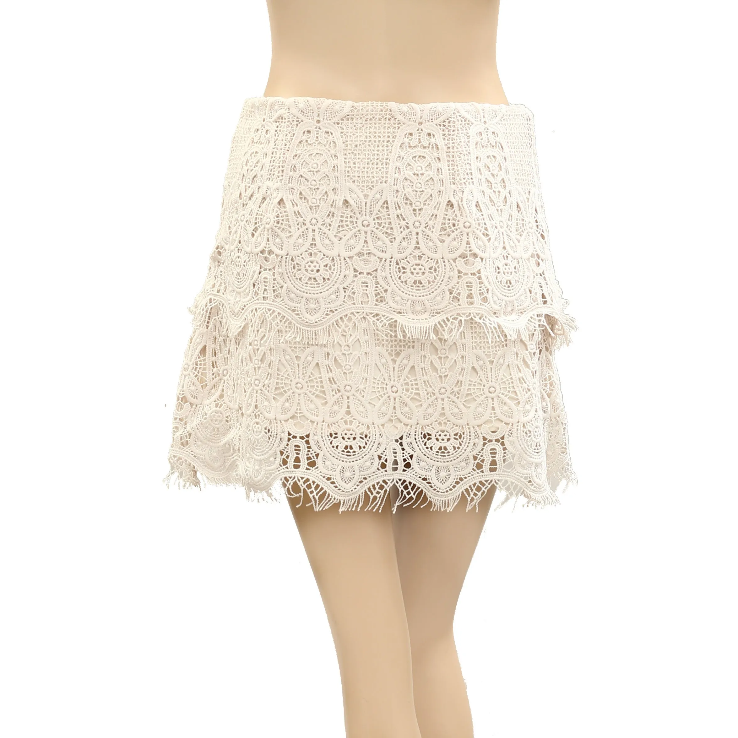 By Anthropologie Layered Lace Mini Skirt