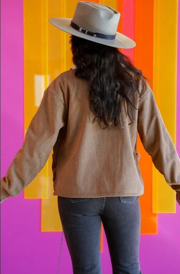 Caramel Corduroy Fleece Lining Jacket