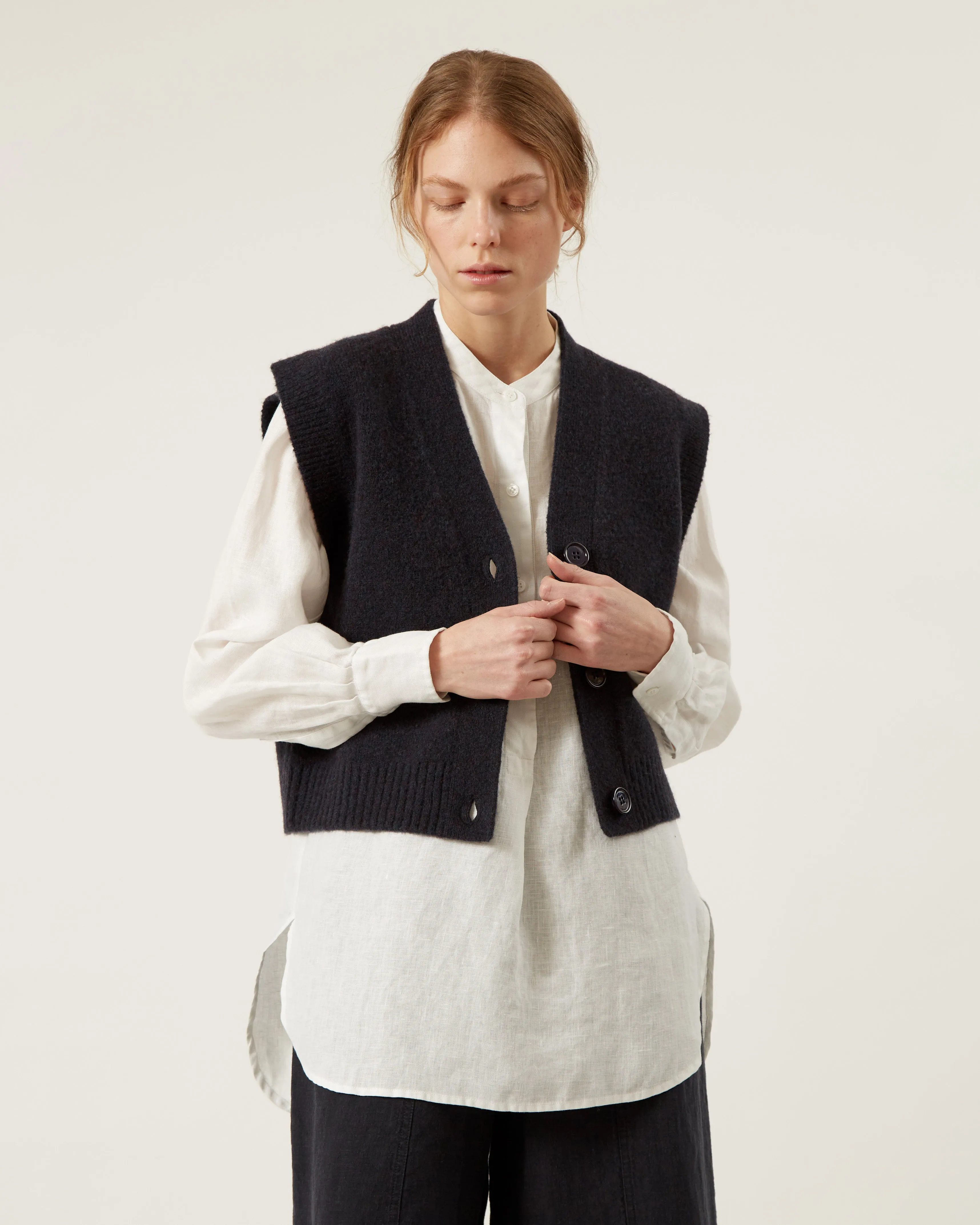 cardigan sans manches en laine et yak ELAYNE