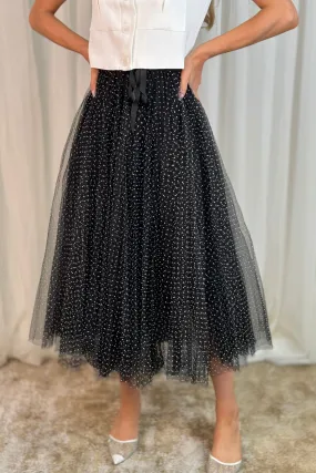 Carolyn Polka Dot Tulle Skirt In Navy