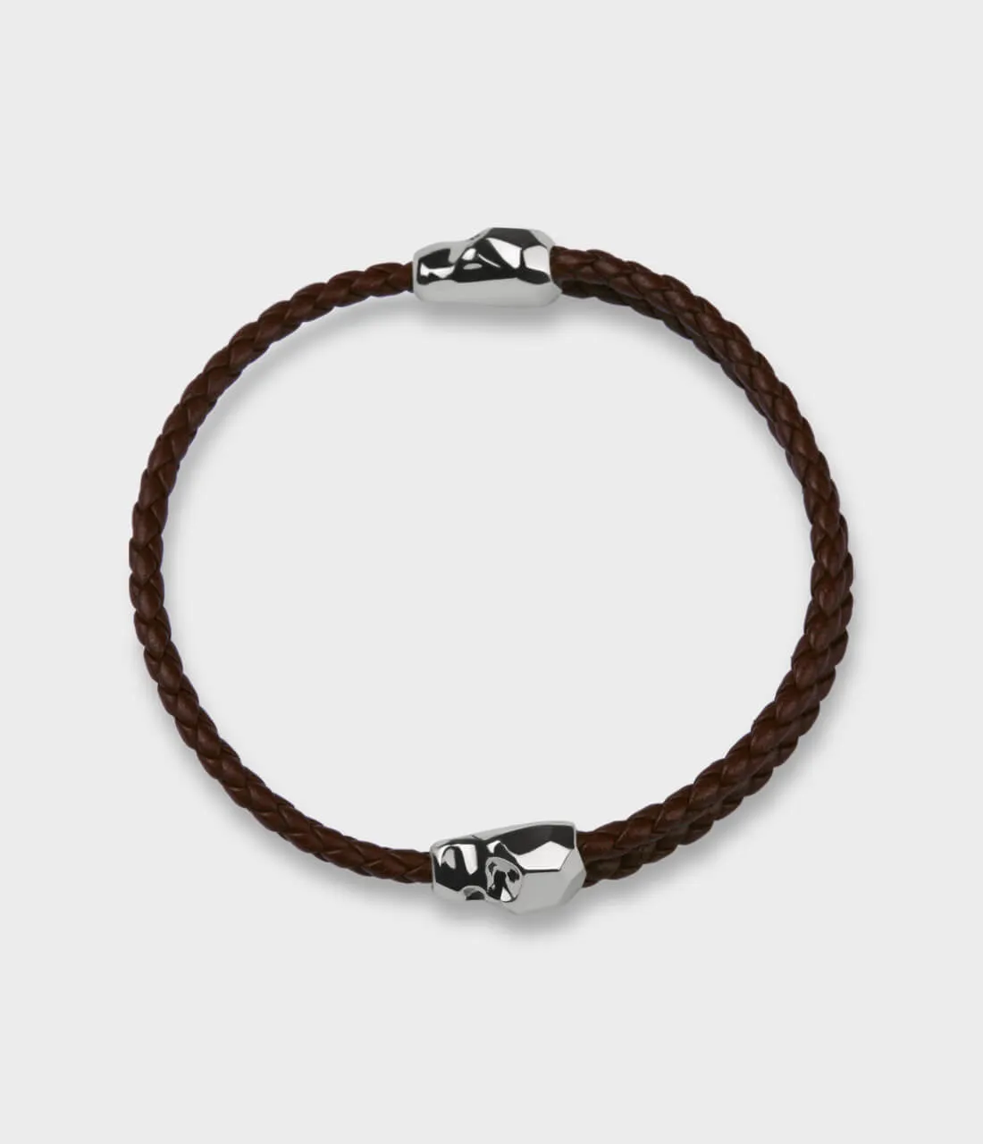 Carved Skull Adjustable Leather Bracelet