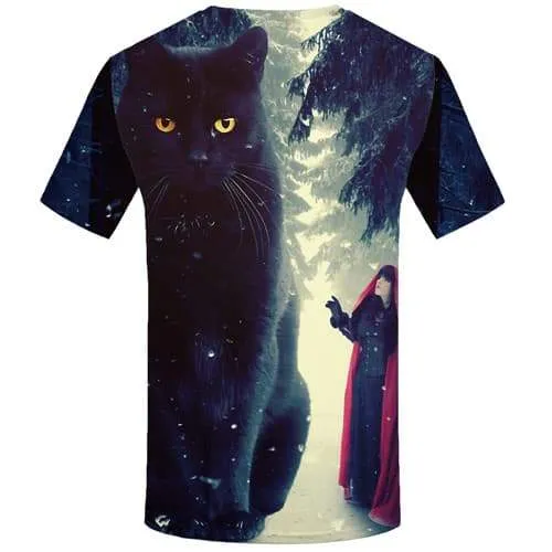 Cat T-shirt Men Animal T-shirts Graphic Forest Tshirts Cool Harajuku Tshirts Novelty Character Shirt Print Short Sleeve Fashion