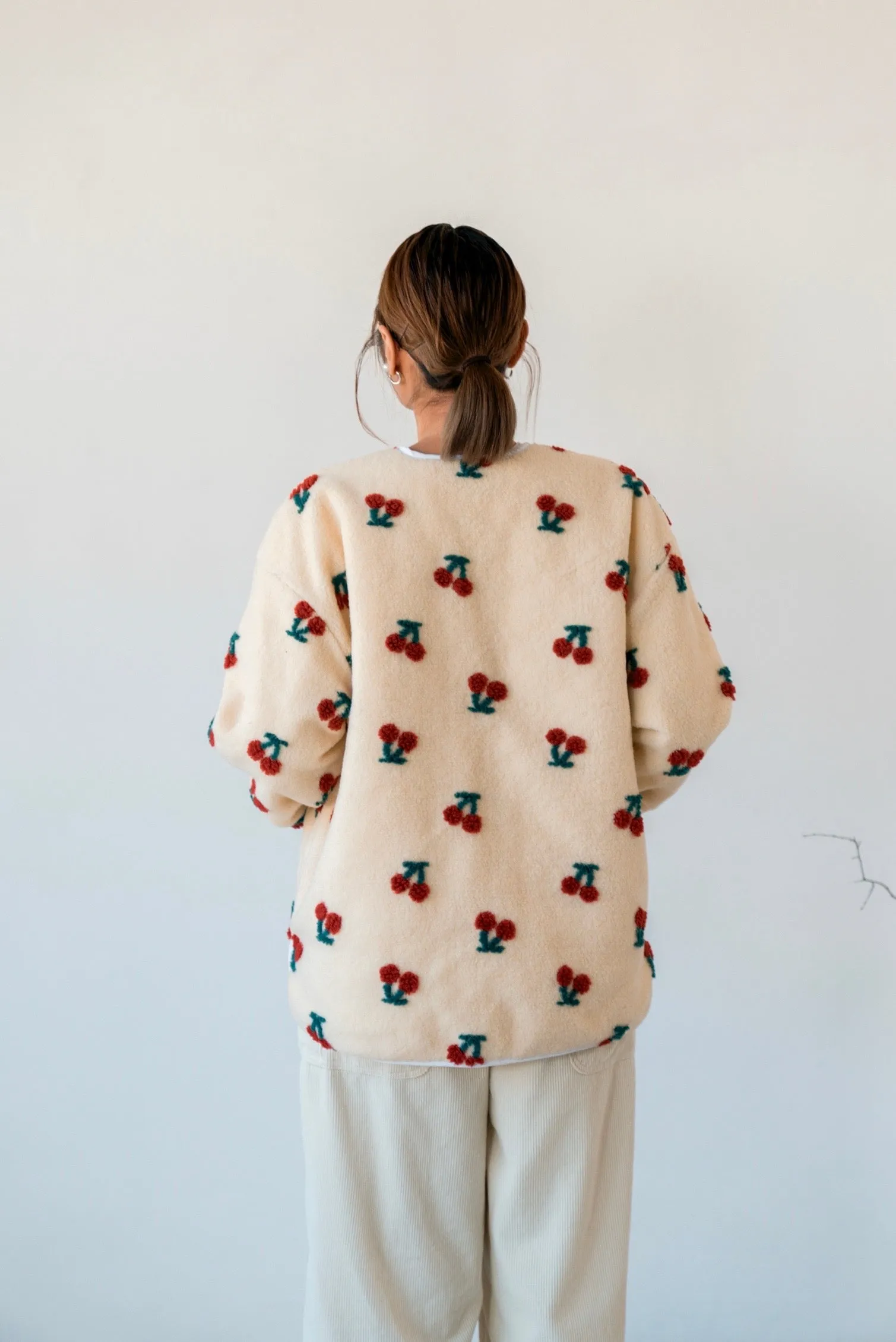 CHERRY DOUBLE FACED FLEECE JACKET