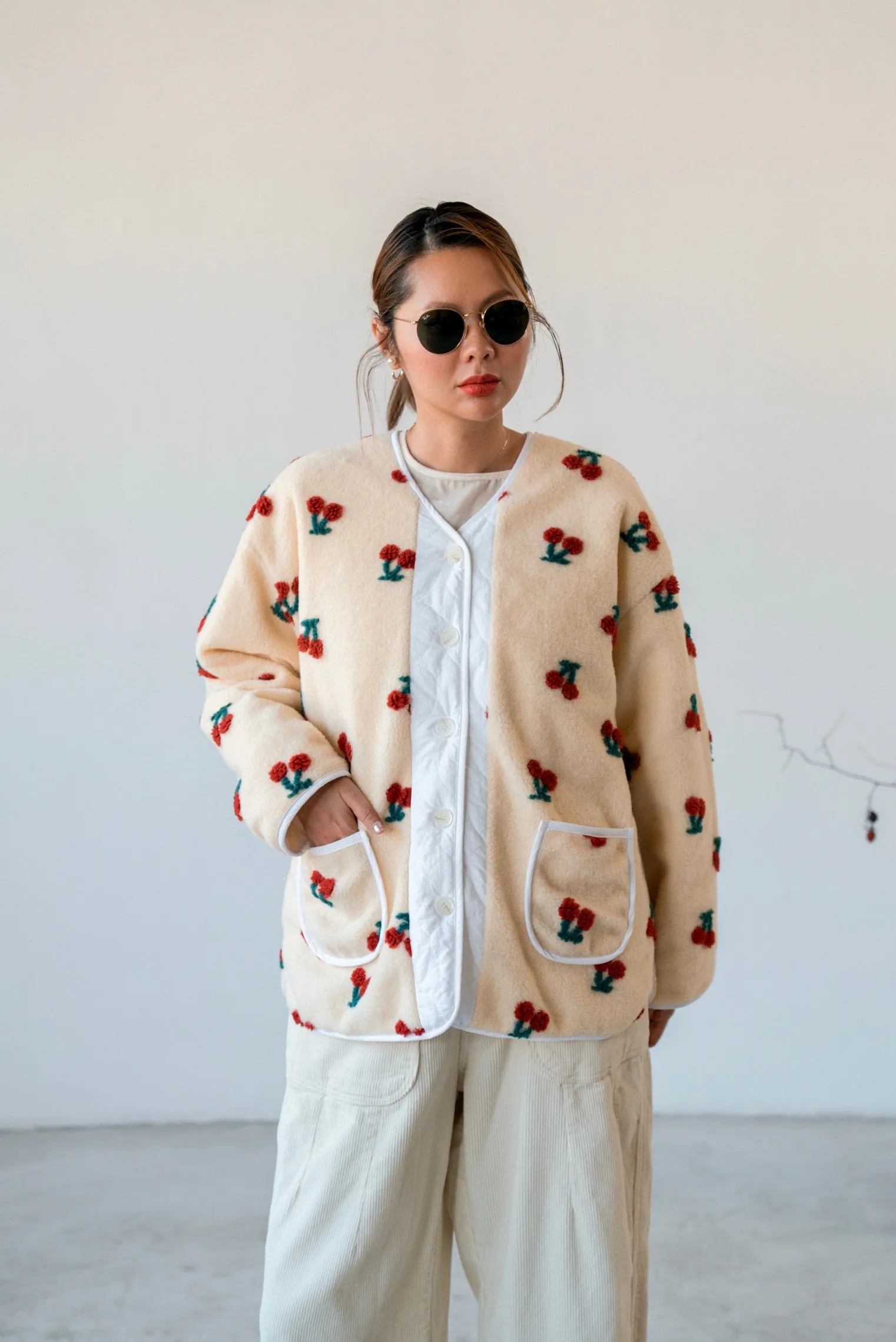 CHERRY DOUBLE FACED FLEECE JACKET