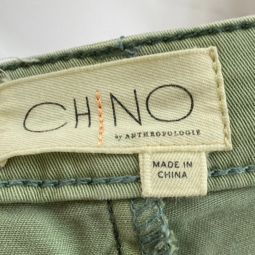 CHINO By ANTHROPOLOGIE Women's Green Mid-Rise Slim-Fit Ankle Chino Pant SZ 31