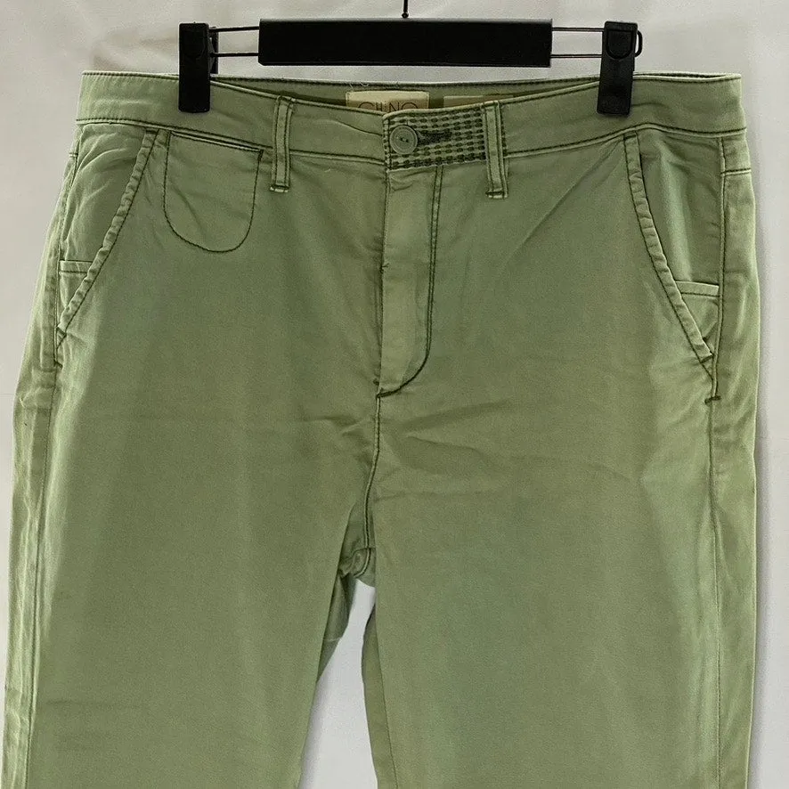 CHINO By ANTHROPOLOGIE Women's Green Mid-Rise Slim-Fit Ankle Chino Pant SZ 31