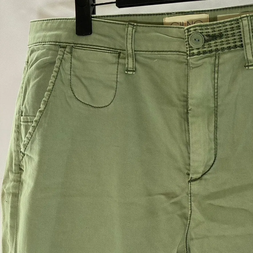 CHINO By ANTHROPOLOGIE Women's Green Mid-Rise Slim-Fit Ankle Chino Pant SZ 31