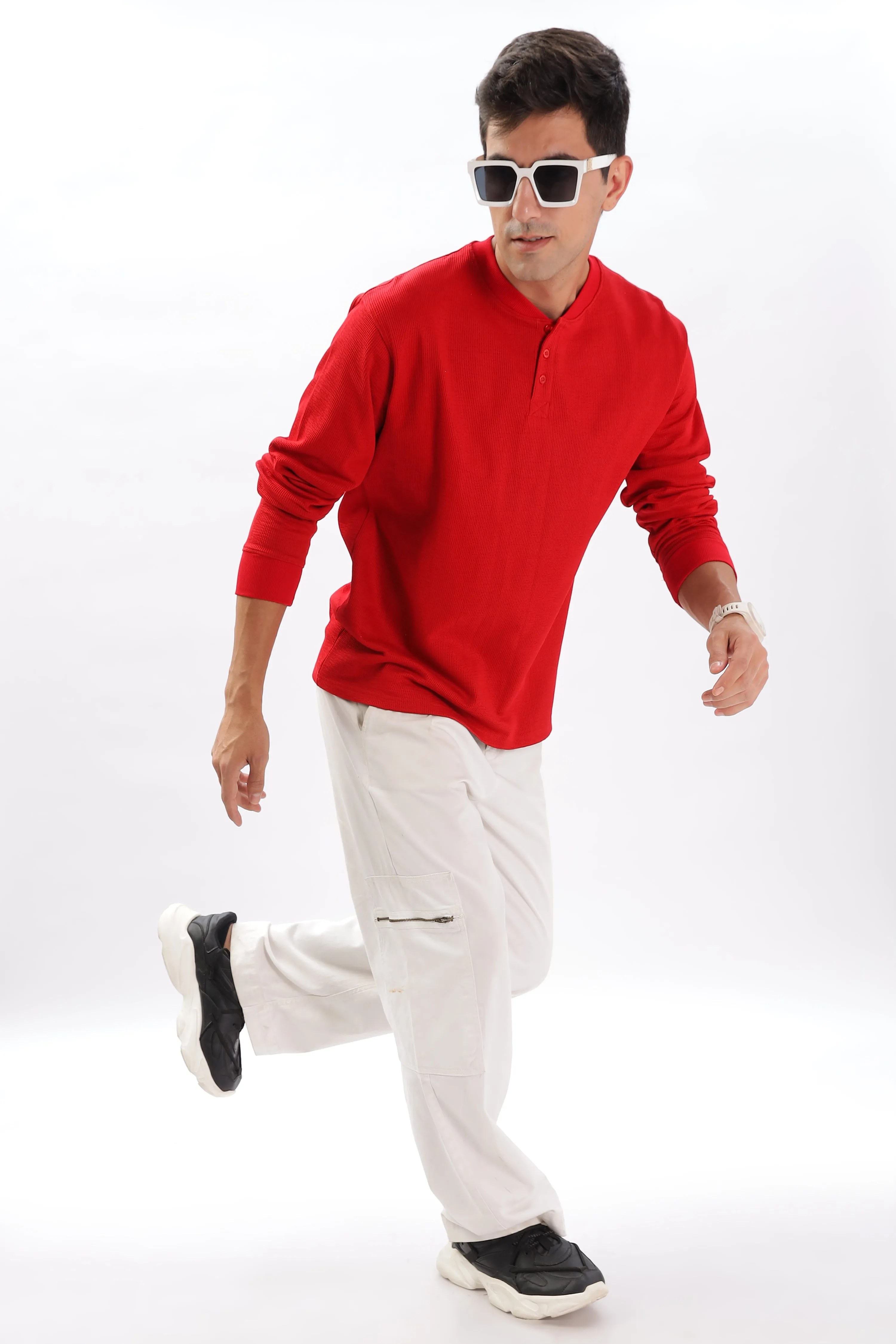 Classic Henley T-Shirt: Red