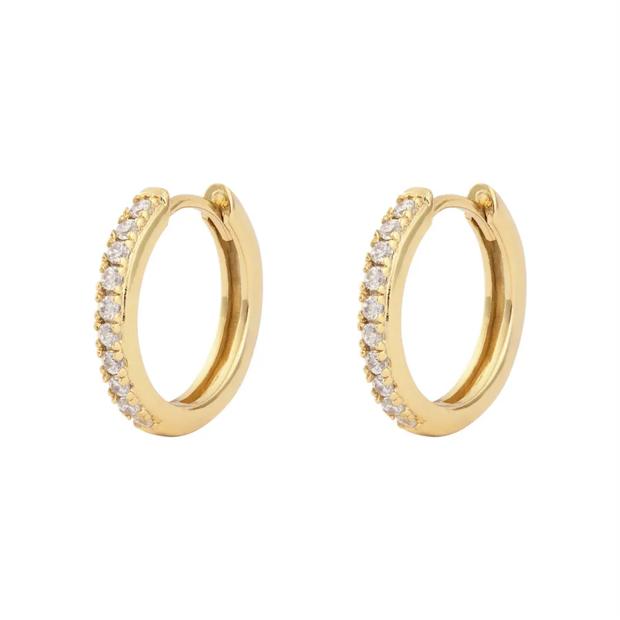 Classic Pave Gold 10mm Huggie Earrings