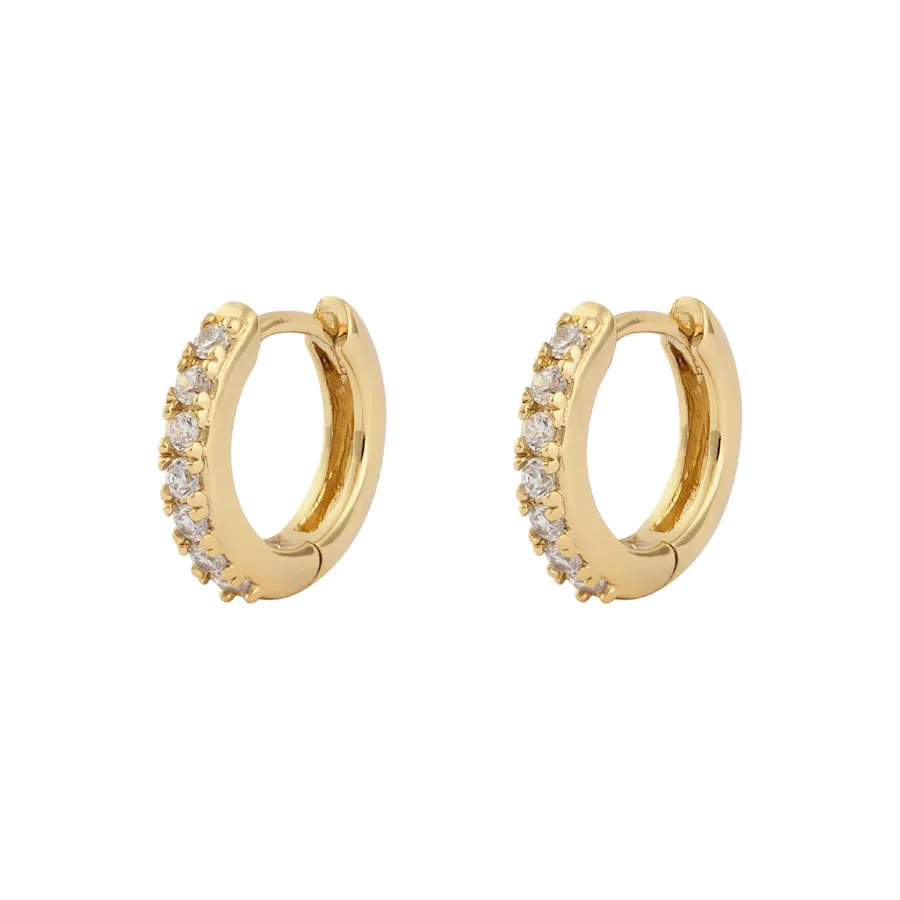 Classic Pave Gold 7mm Huggie Earrings