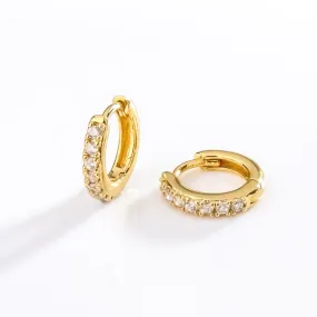 Classic Pave Gold 7mm Huggie Earrings