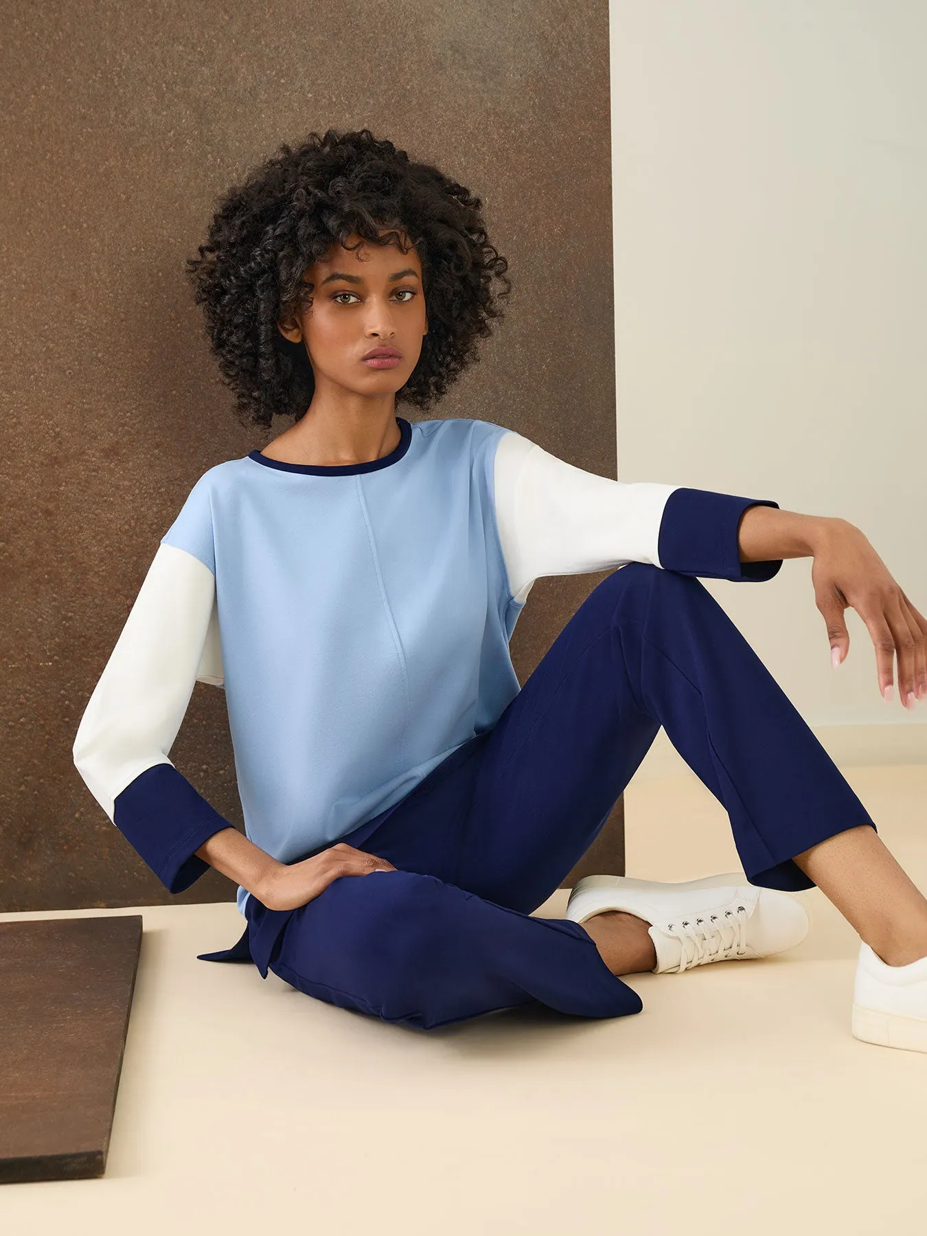 Colorblock Seam Detail Tunic, Serenity Knit