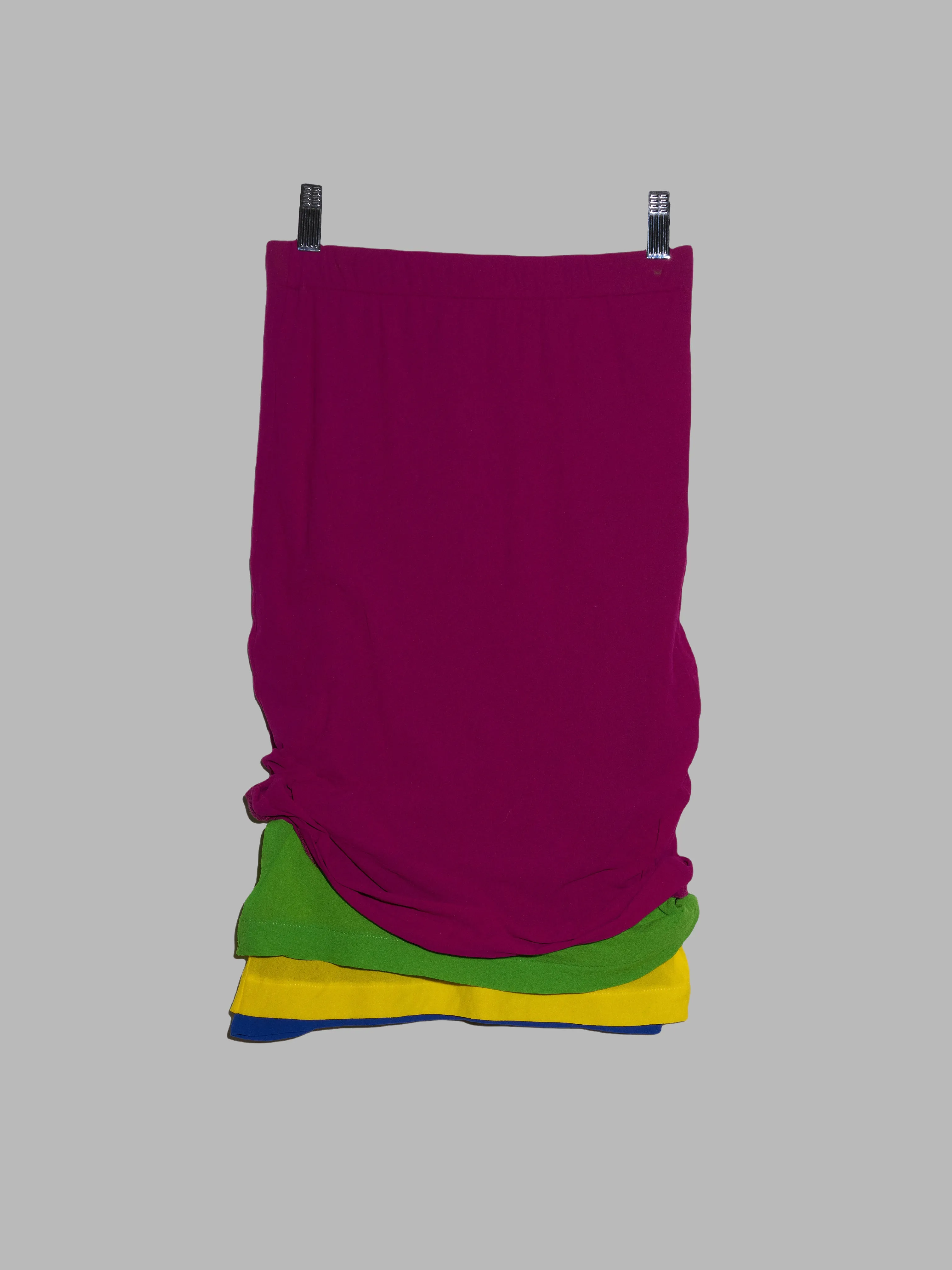 Comme des Garcons spring 1990 purple multicolour four layer skirt