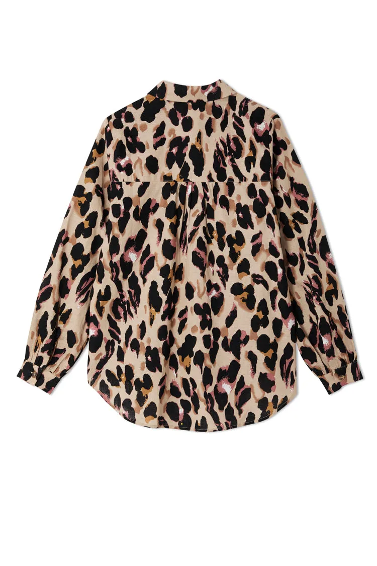 Cotton Linen Leopard Gabbie Shirt