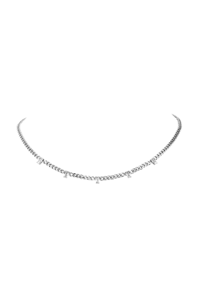 Curb Baguette Necklace Silver