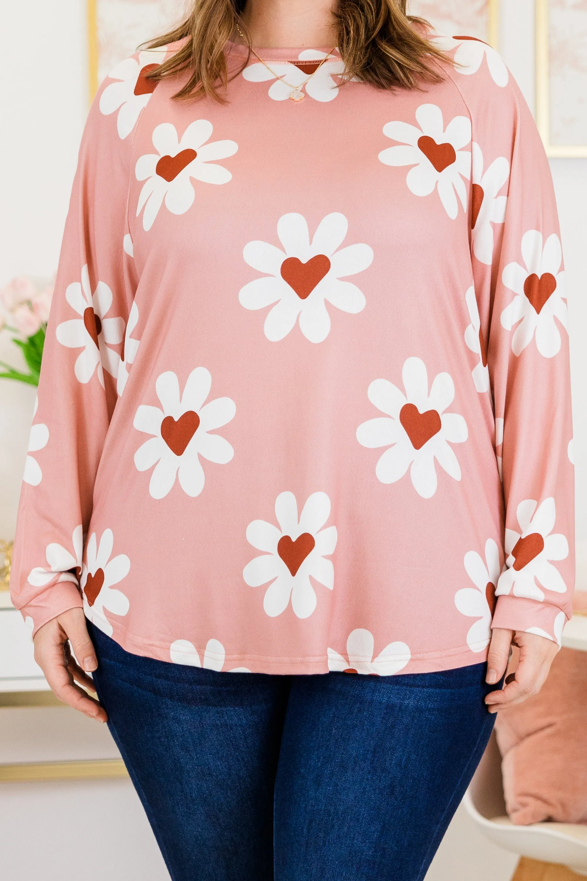 Curved Hem Slouchy Dolman Tunic, All The Single Daisies