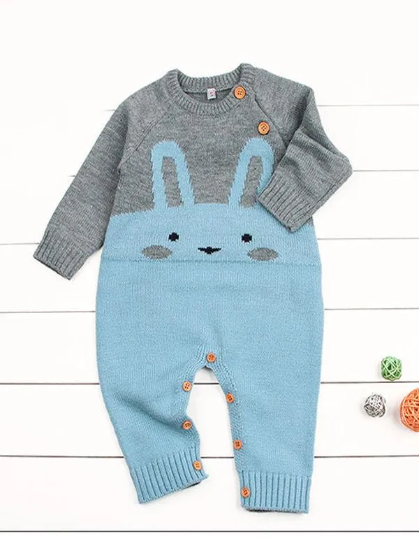 Cute Rabbit Design Long Sleeves Romper Baby Jumpsuit