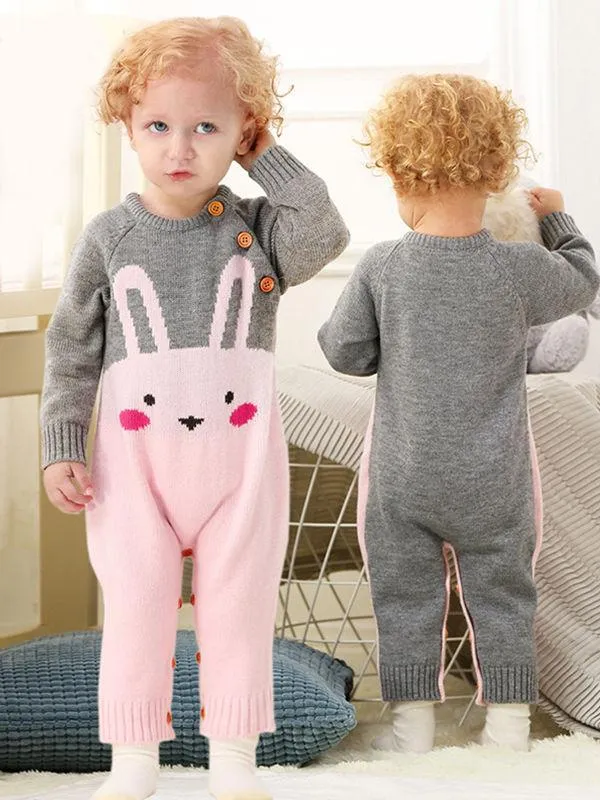 Cute Rabbit Design Long Sleeves Romper Baby Jumpsuit