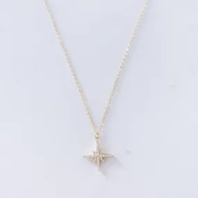 CZ Star Burst Pendant Necklace