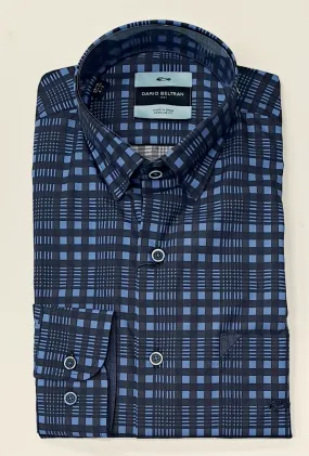 Dario Beltran Maneje Regular Fit Check Shirt 1343 - Navy/Blue