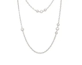 Diamond Halo Long Layering Necklace