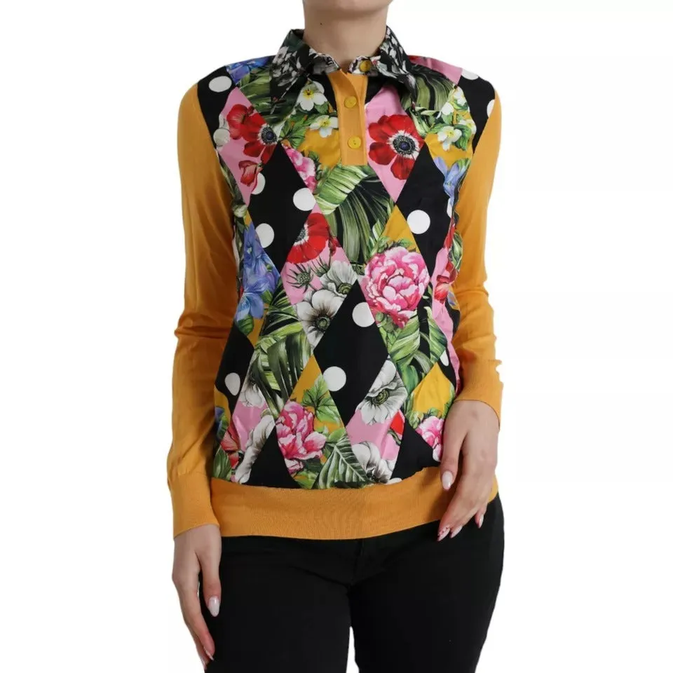 Dolce & Gabbana Multicolor Patchwork Cashmere Henley Sweater