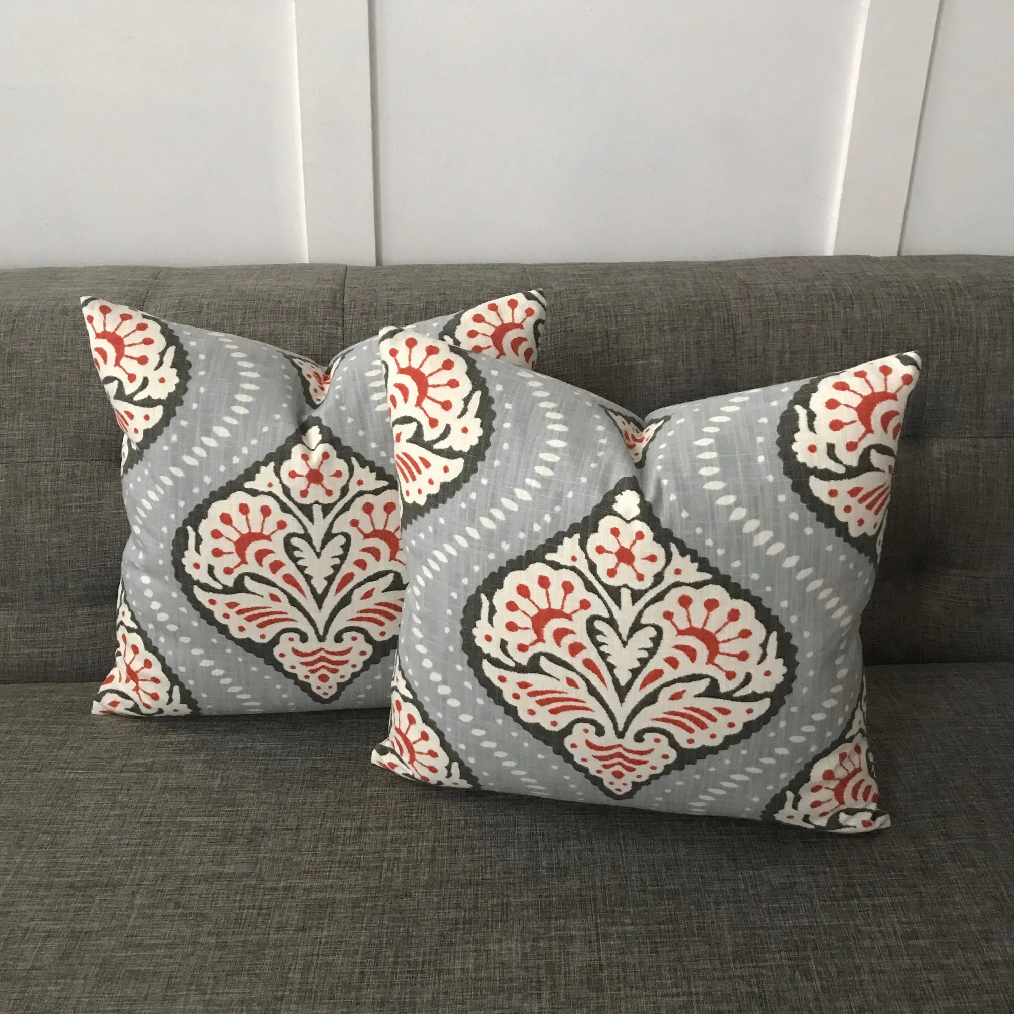 Earl Gray Linen Ikat Throw Pillow Cover 16x16