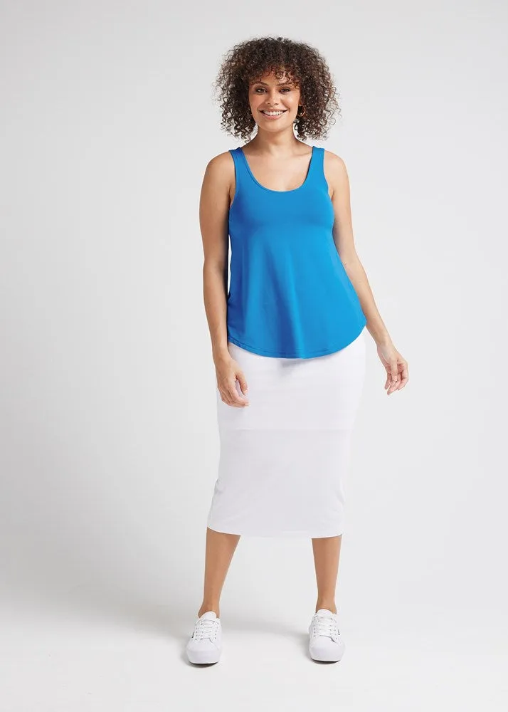 Ellie Sleeveless Bamboo Singlet Top - Cobalt