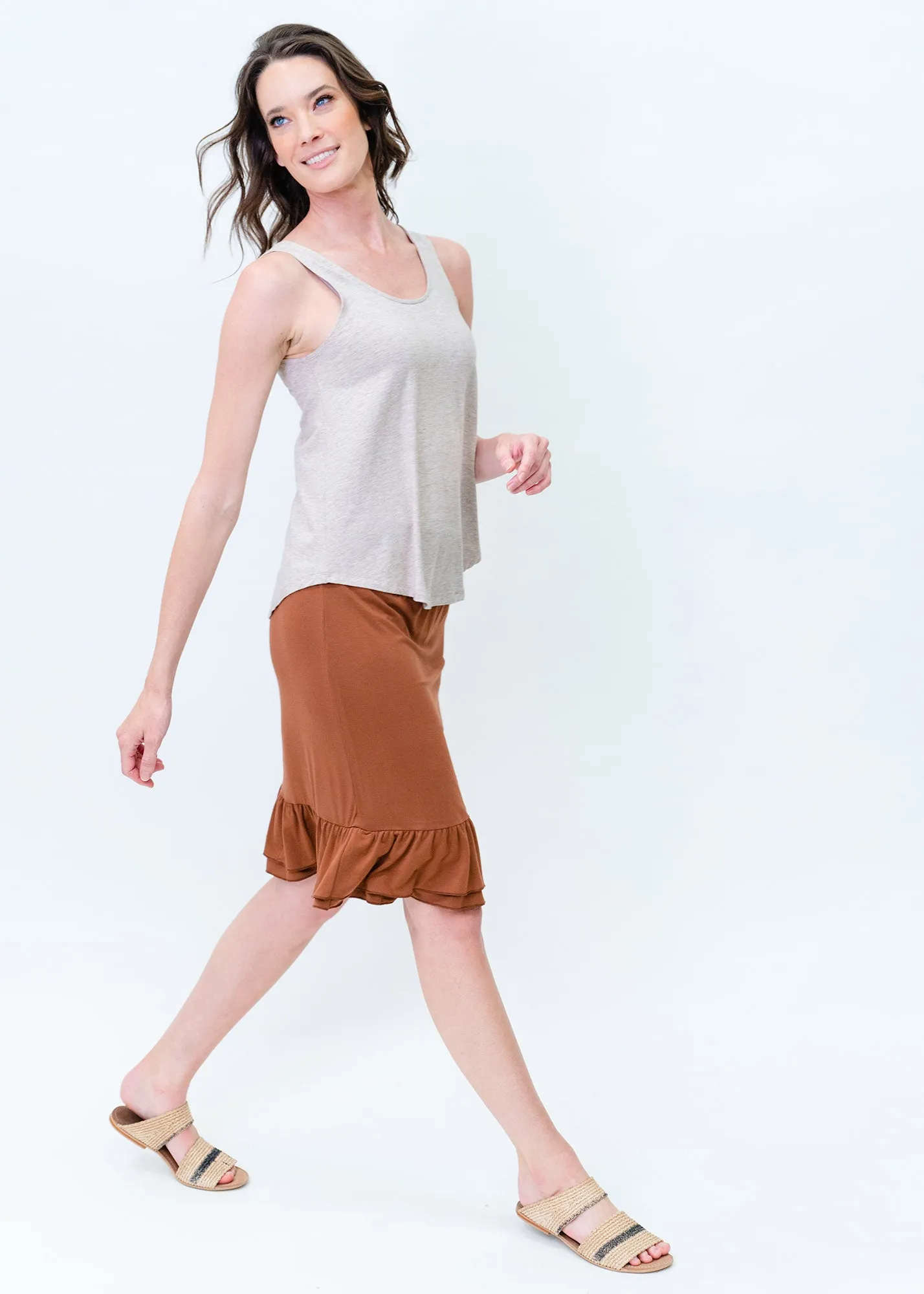 Ellie Sleeveless Bamboo Singlet Top - Linen