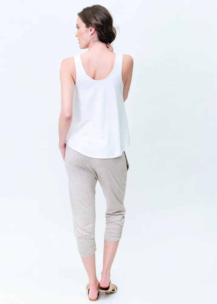 Ellie Sleeveless Bamboo Singlet Top - White