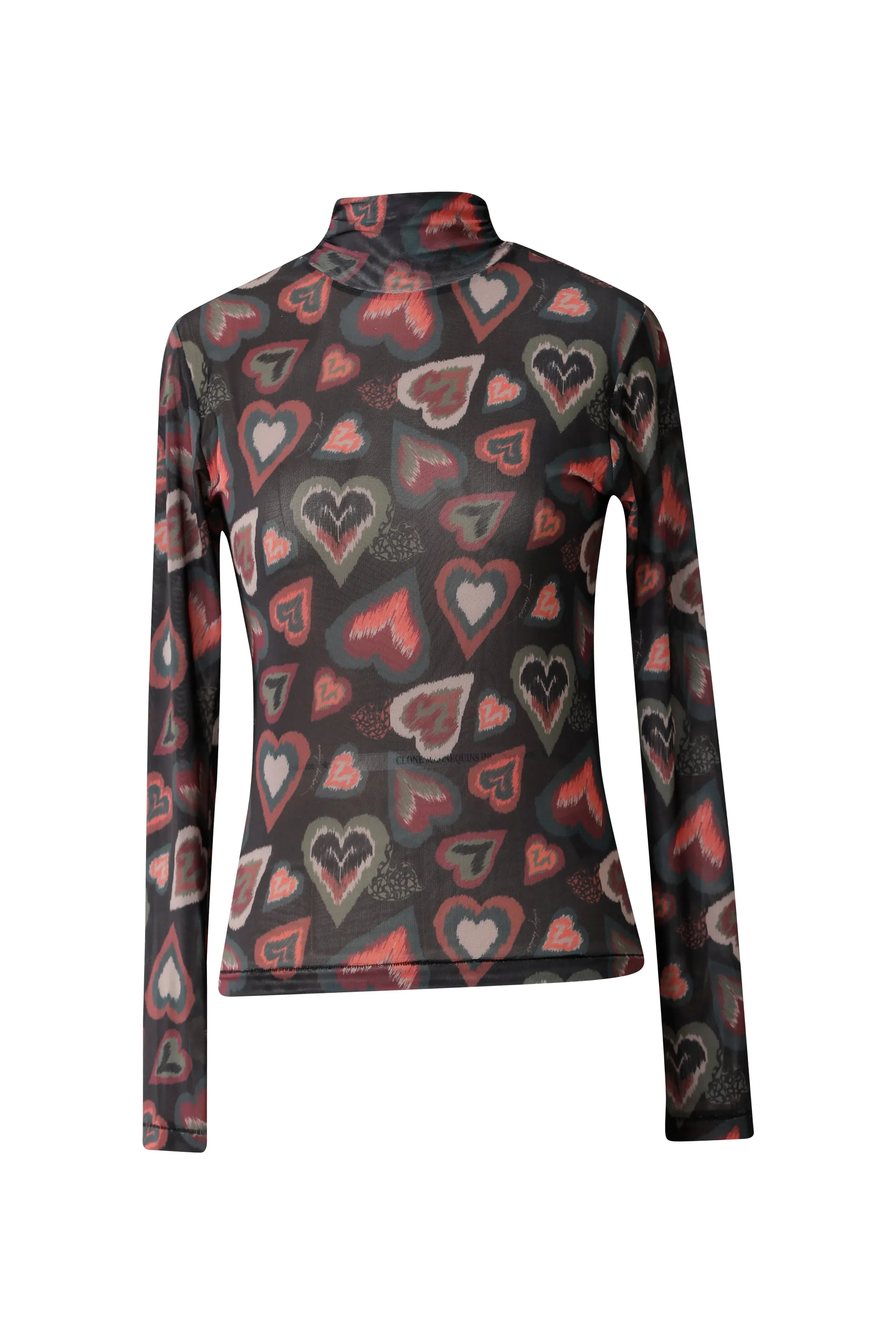 Emily Lovelock Miri Mesh Satin Stencel Heart Top