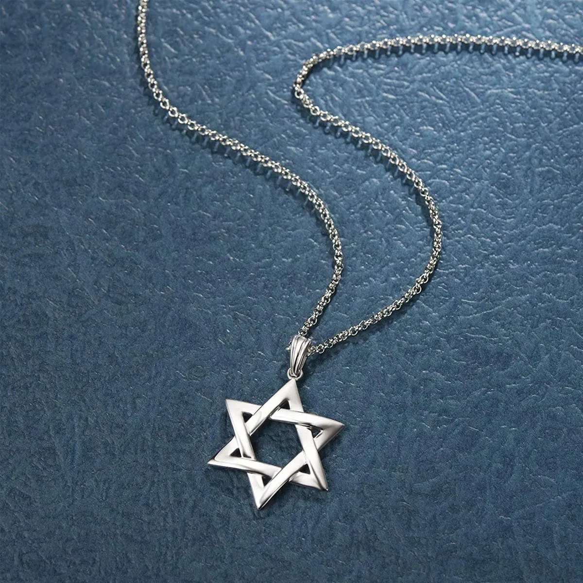 FANCIME Star of David Mens Sterling Silver Necklace