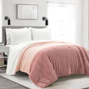 Farmhouse Color Block Ultra Soft Faux Fur Comforter Set