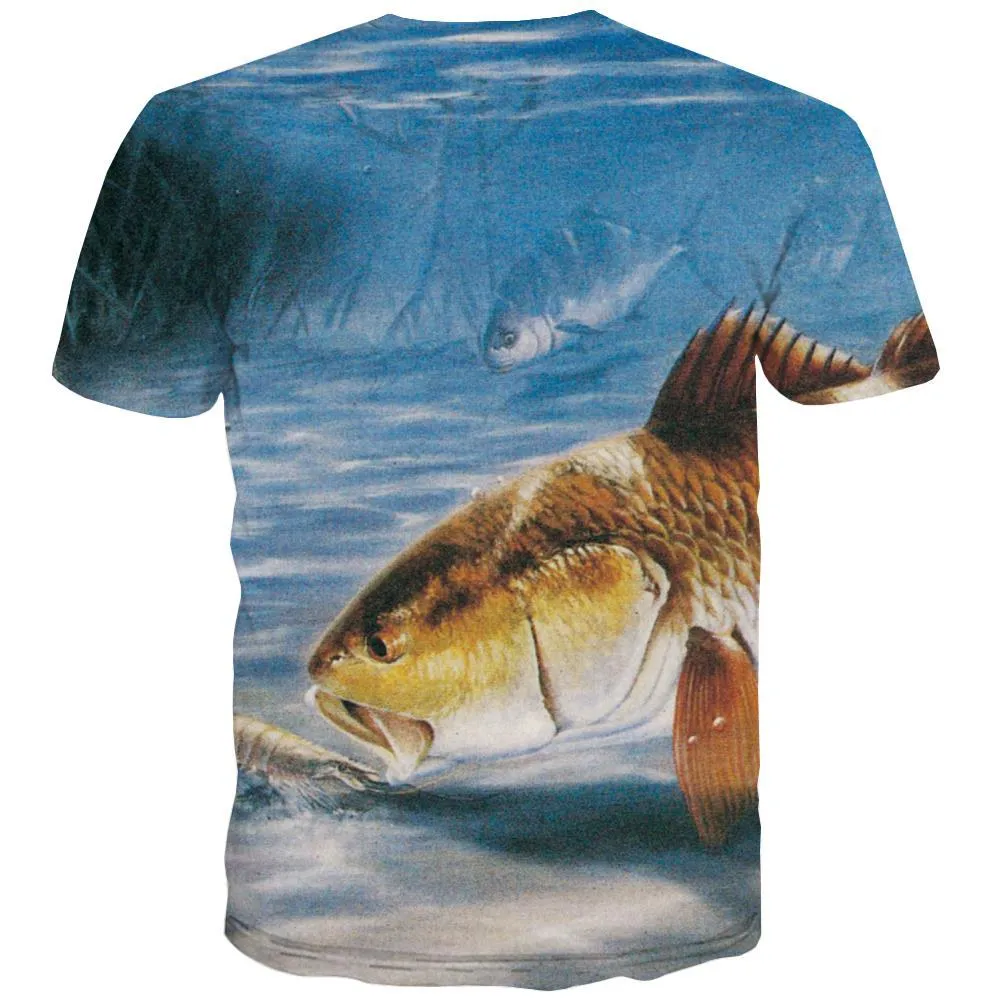 fishing T-shirt Men fish T-shirts 3d Short Sleeve Punk Rock Tops Male Rock