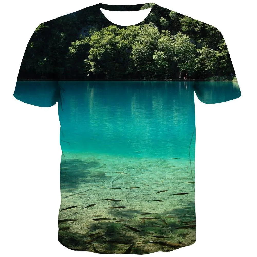 fishing T-shirt Men fish T shirts Funny lake Tshirts Casual Short Sleeve