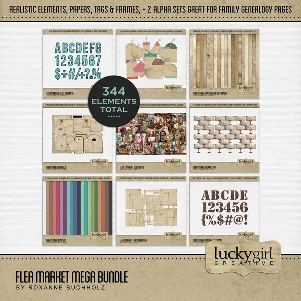 Flea Market Neon Alpha Digital Scrapbook Kit