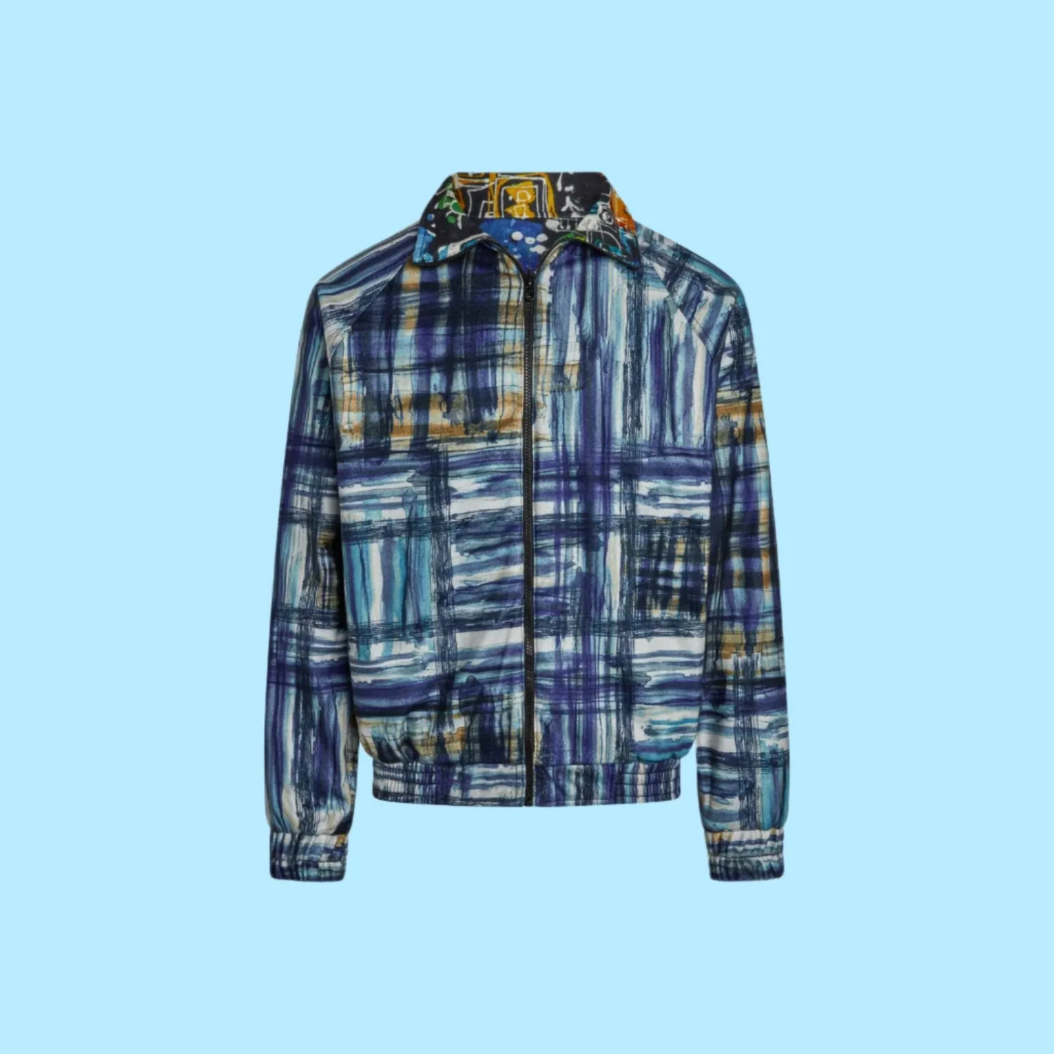 Fleece Reversible Mixed Bomber Jacket - Winter Plaid Navy