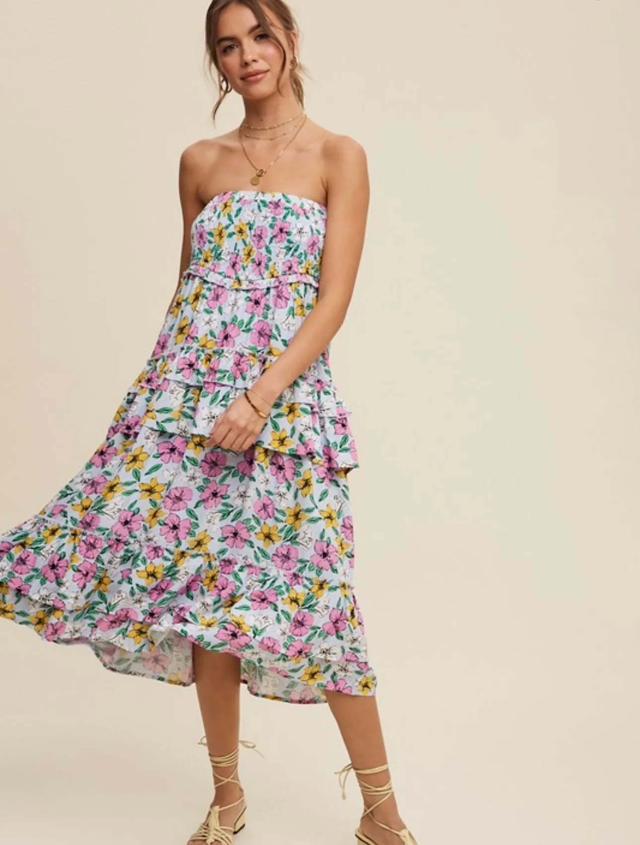 Flower Print Smocked Ruffle Skirt or Dress