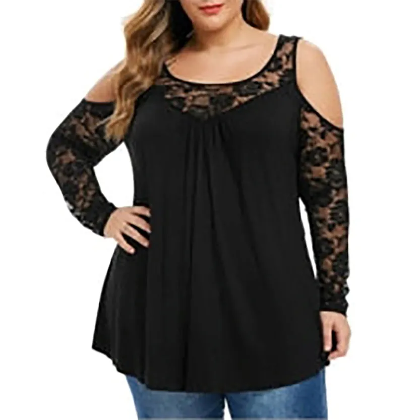 Funki Buys | Shirts | Women's Sexy Lace Spliced Plus Size Shirt